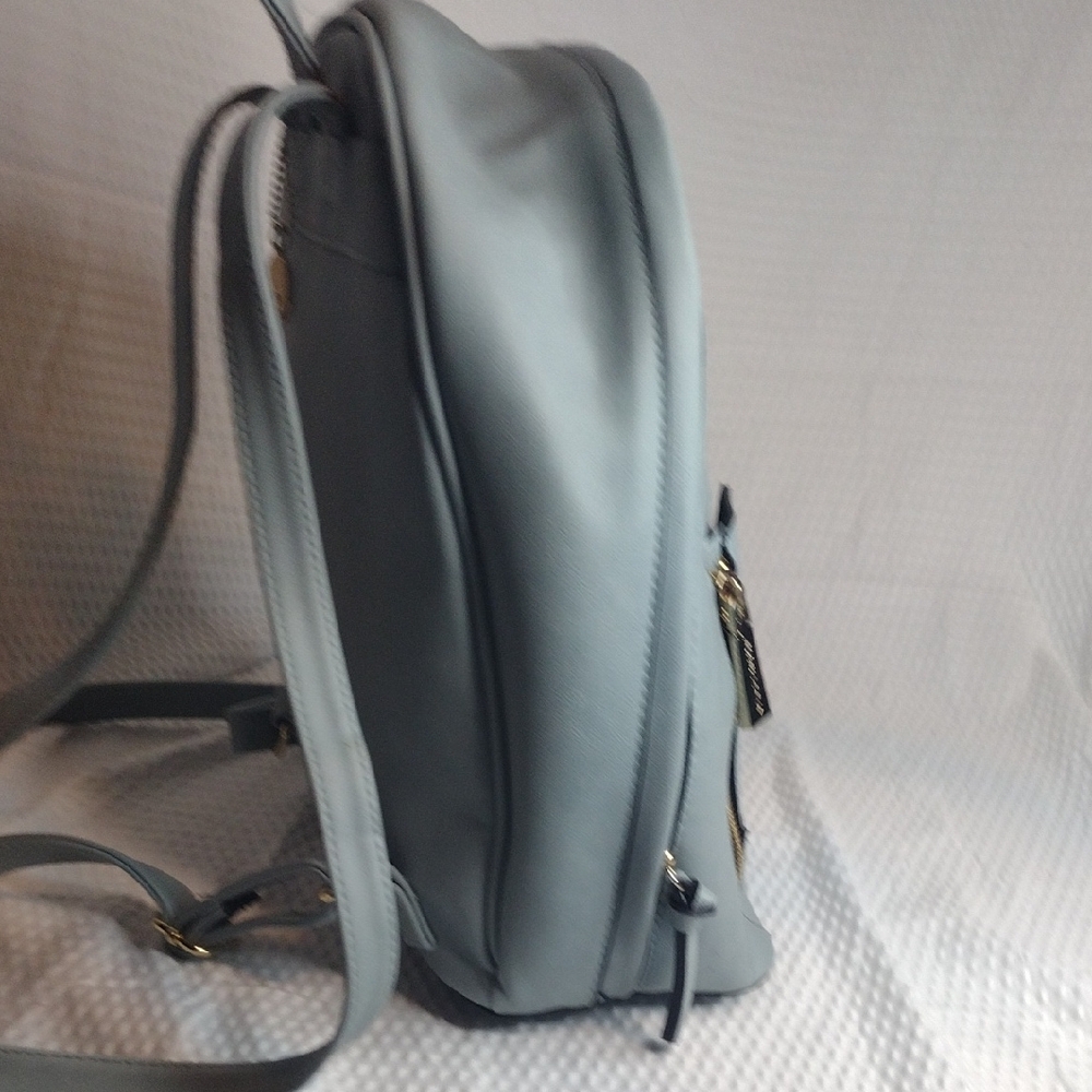 Big Buddha Light Gray-Blue Backpack with Gold Zippers - Picture 8 of 13